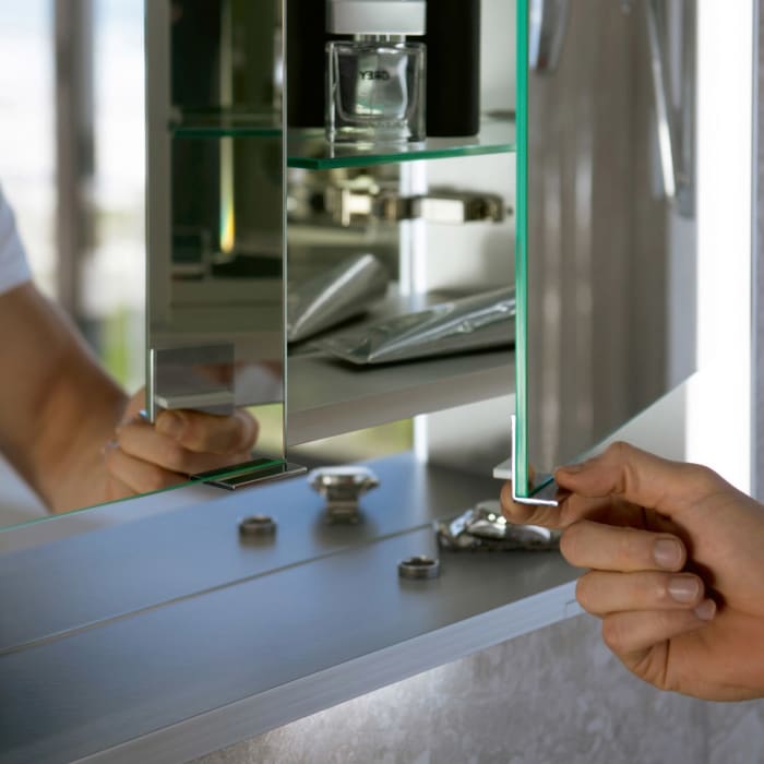 Keuco Royal Lumos Wandeinbau Spiegelschrank 70 x 73,5 cm, offene Ablage