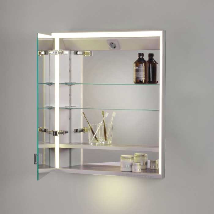 Keuco Royal Lumos Wandeinbau Spiegelschrank 65 x 73,5 cm, Anschlag links, DALI-steuerbar, verdeckte Ablage