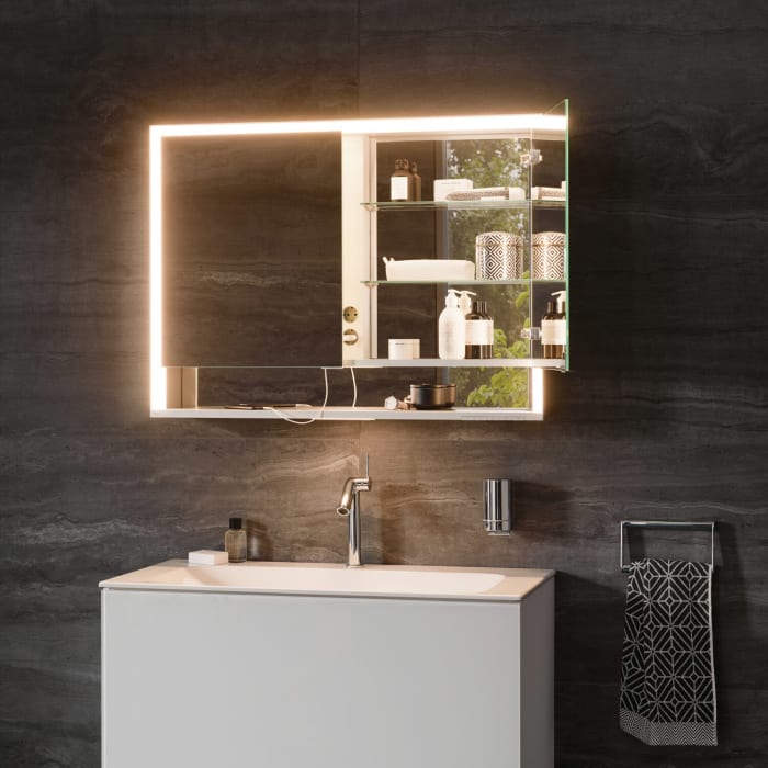 Keuco Royal Lumos Wandvorbau Spiegelschrank 70 x 73,5 cm, offene Ablage