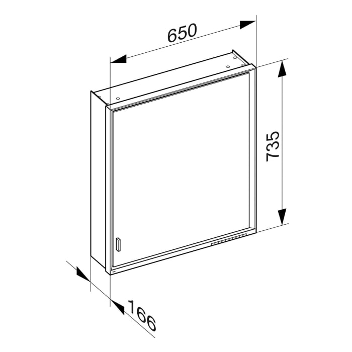Keuco Royal Lumos Wandvorbau Spiegelschrank 65 x 73,5 cm, Anschlag rechts, verdeckte Ablage