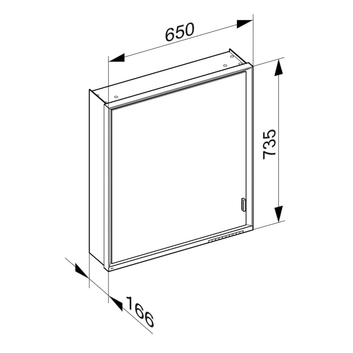 Keuco Royal Lumos Wandvorbau Spiegelschrank 65 x 73,5 cm, Anschlag links, DALI-steuerbar, verdeckte Ablage