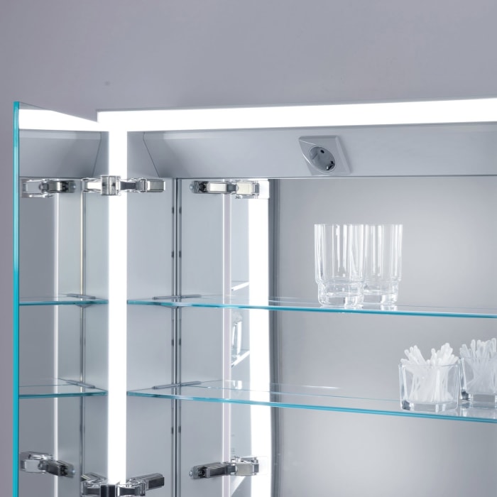 Keuco Royal Lumos Wandvorbau Spiegelschrank 65 x 73,5 cm, Anschlag links, DALI-steuerbar, verdeckte Ablage