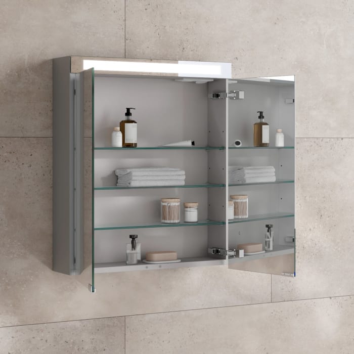 Keuco Royal E-One Aufputz-Spiegelschrank 60 x 70 cm mit 2 Türen und LED-Beleuchtung