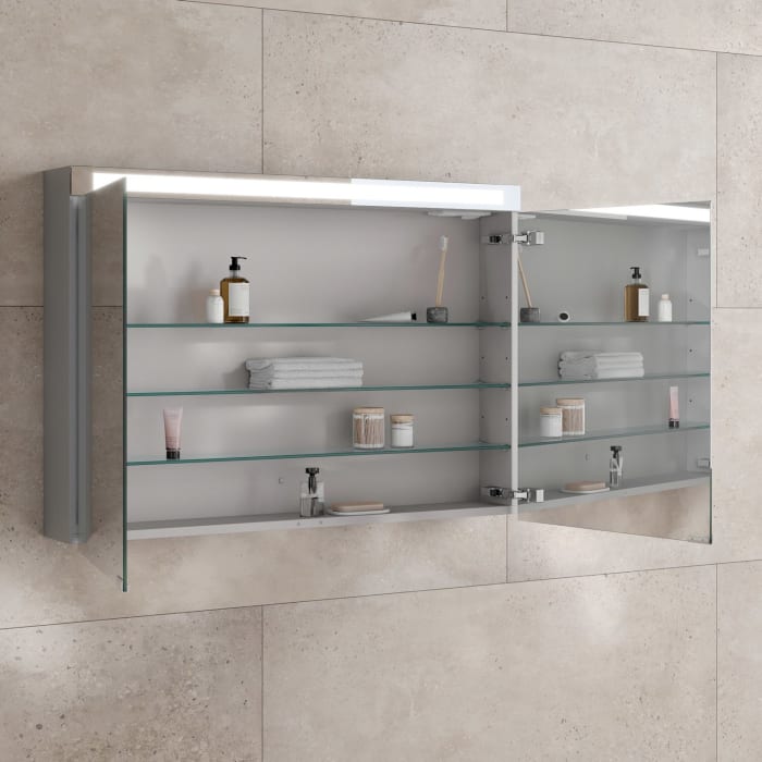 Keuco Royal E-One Aufputz-Spiegelschrank 100 x 70 cm mit 2 Türen und LED-Beleuchtung