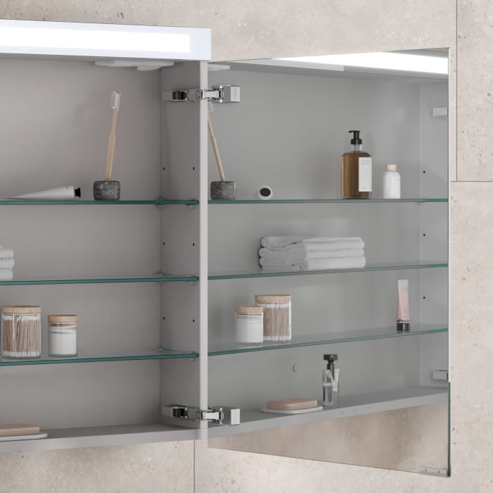 Keuco Royal E-One Aufputz-Spiegelschrank 100 x 70 cm mit 2 Türen und LED-Beleuchtung