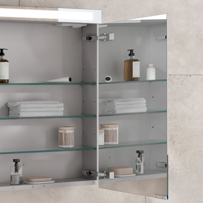 Keuco Royal E-One Aufputz-Spiegelschrank 50 x 70 cm mit 1 Tür und LED-Beleuchtung, Türanschlag rechts