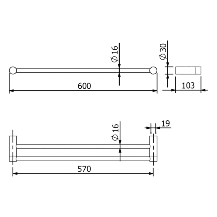 Kludi VELA R Doppel-Badetuchhalter 60 cm