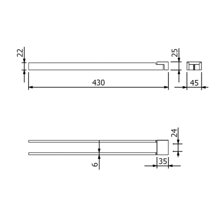 Kludi VELA C Handtuchstange 43 cm, 2-armig