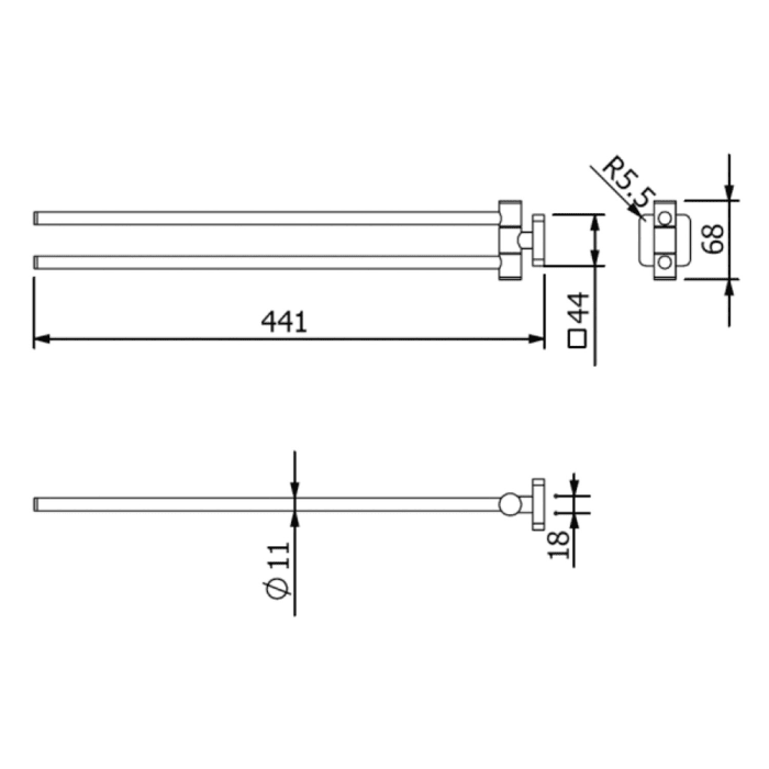 Kludi VELA S Handtuchstange 44 cm, 2-armig