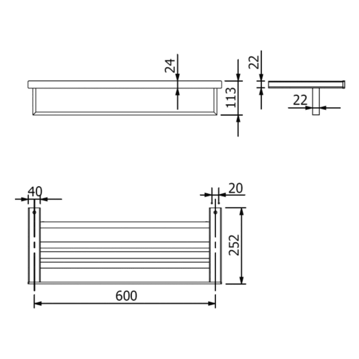 Kludi VELA C Handtuchablage mit Badetuchhalter 60 cm