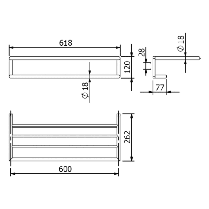 Kludi VELA R Handtuchablage mit Badetuchhalter 60 cm