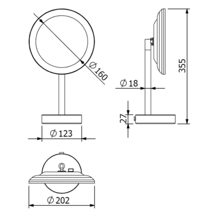 Kludi VELA R Kosmetikspiegel mit LED-Beleuchtung, freistehend