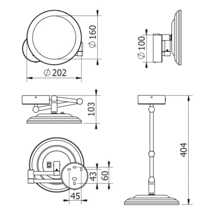 Kludi VELA R Kosmetikspiegel mit LED-Beleuchtung, Wandmontage