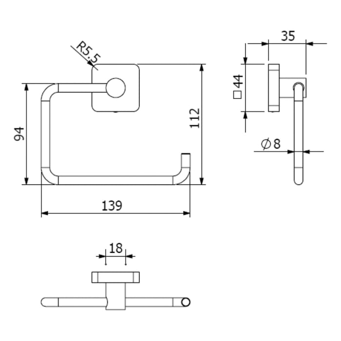 Kludi VELA S Toilettenpapierhalter ohne Ablage