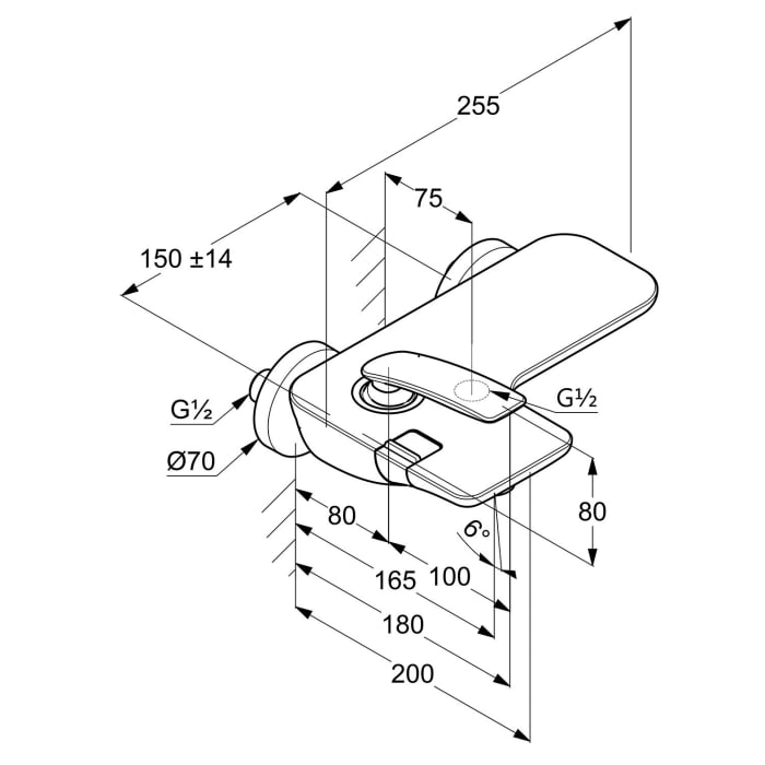 Kludi BALANCE Wannenfüll- und Brause-Einhandmischer, Aufputz