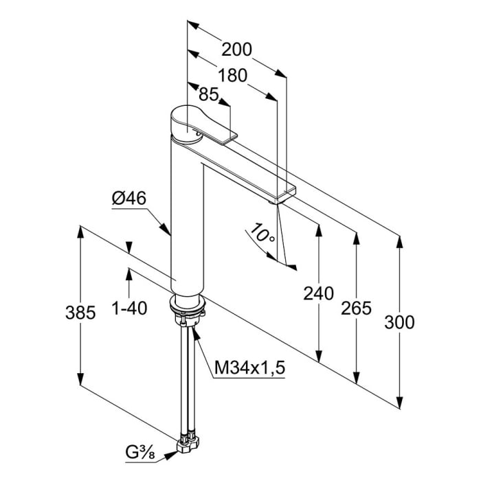 Kludi ZENTA SL Waschschüssel-Einhandmischer hohe Ausführung, ohne Ablaufgarnitur
