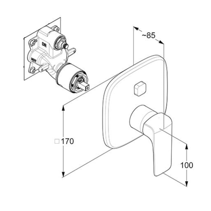 Kludi AMEO Wannenfüll- und Brause-Einhandmischer Unterputz Push Set
