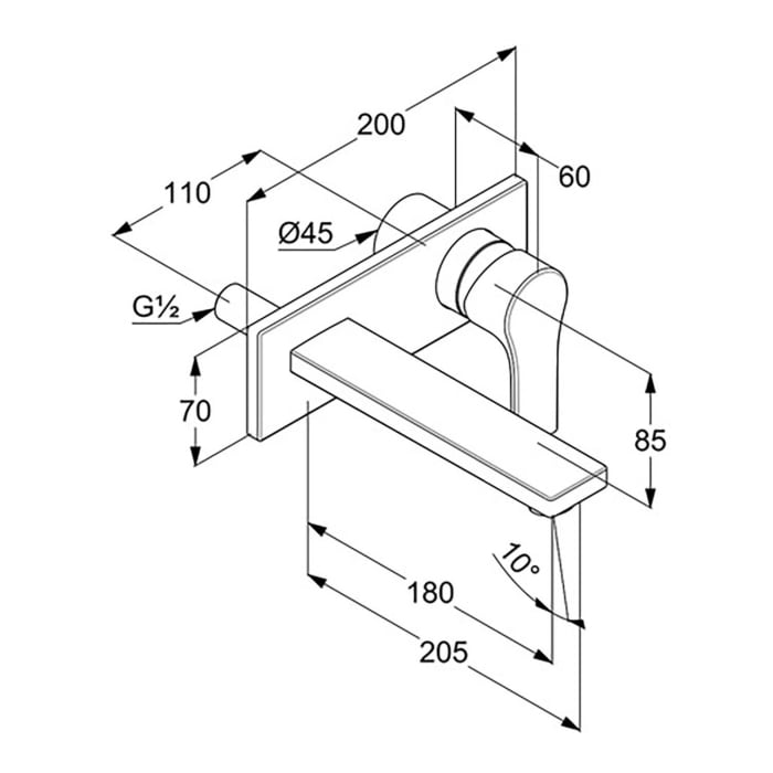 Kludi ZENTA SL Waschtisch-2-Loch-Wand-Einhandmischer Ausladung 18 cm einteilige Rosette