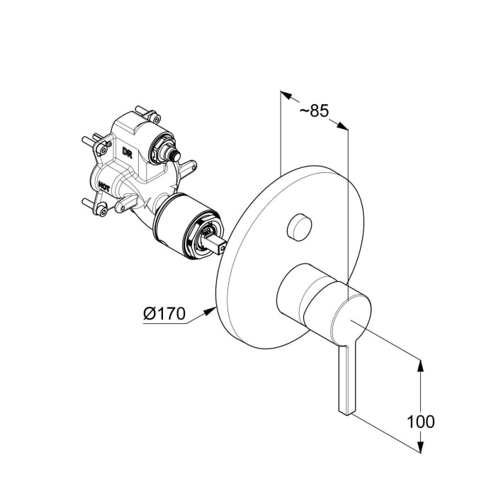 Kludi NOVA FONTE Puristic Unterputz-Wannenfüll- und Brause-Einhandmischer
