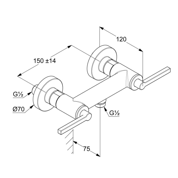 Kludi NOVA FONTE Puristic Zweigriff-Brausearmatur