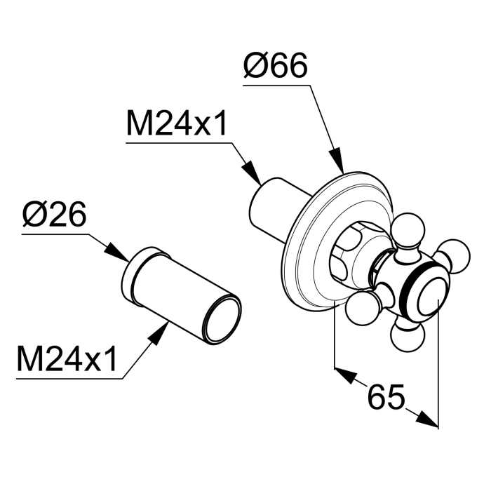 Kludi 1926 Zwei-Wege-Umstellung 180° Feinbauset