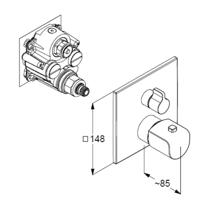 Kludi AMEO Wannenfüll- und Brause-Thermostatarmatur Unterputz