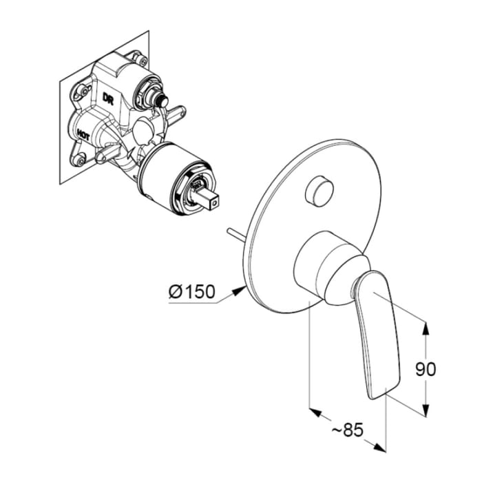 Kludi BALANCE Wannenfüll-/Brause-Einhandmischer Unterputz, Push Set