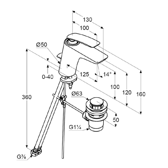 Kludi BALANCE Waschtisch-Einhandmischer mit Ablaufgarnitur, wassersparend