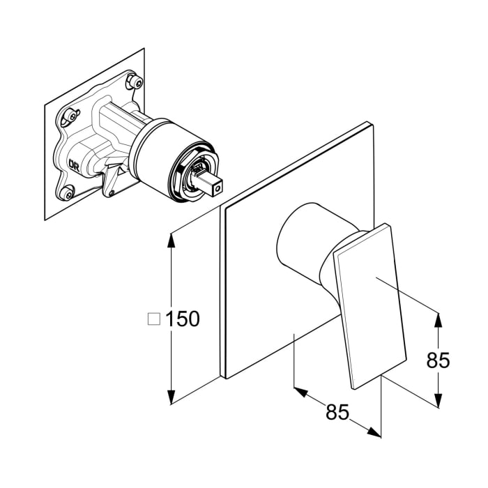 Kludi DECUS Unterputz-Wannenfüll- und Brause-Einhandmischer, Feinbau-Set, für 1 Verbraucher