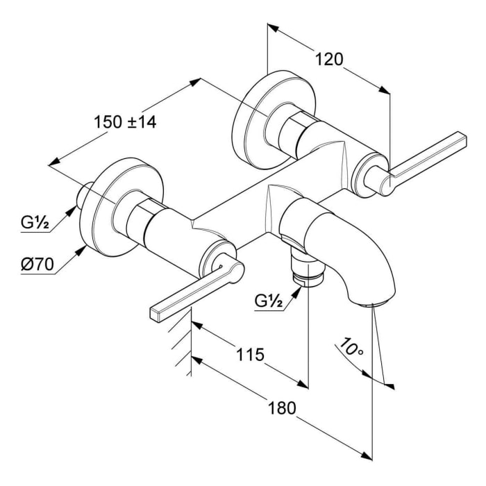 Kludi NOVA FONTE Puristic Zweigriff Wannenarmatur