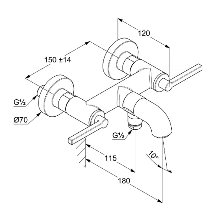 Kludi NOVA FONTE Puristic Zweigriff Wannenarmatur