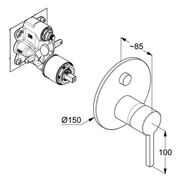 Kludi NOVA FONTE Unterputz-Wannenfüll- und Brause-Einhandmischer mit Funktionseinheit