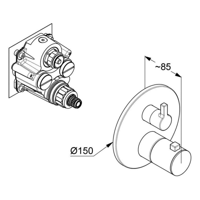 Kludi NOVA FONTE Unterputz-Wanne-Brause-Thermostatarmatur mit Funktionseinheit