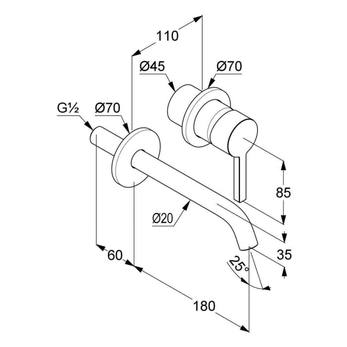 Kludi NOVA FONTE Pura Unterputz Waschtisch-Einhandmischer, Ausladung 18 cm