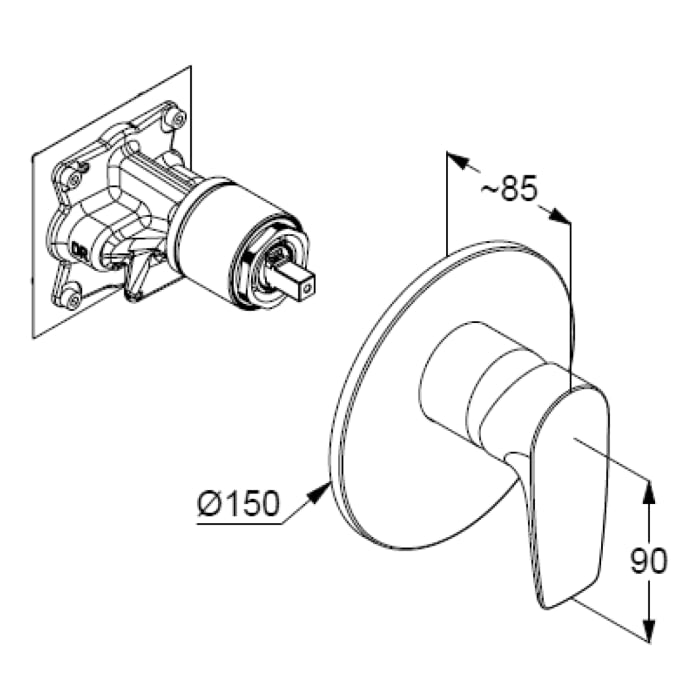 Kludi PURE&SOLID Unterputz Brause-Einhebelmischer mit Funktionseinheit