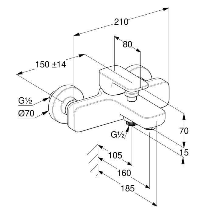 Kludi RENON Wannenfüll- und Brause-Einhandmischer