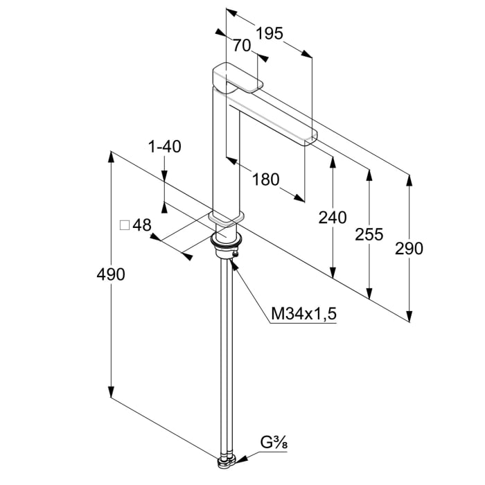 Kludi RENON Waschschüssel-Einhandmischer 240 ohne Ablaufgarnitur