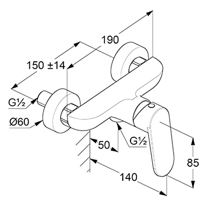Kludi X1 Aufputz-Brause-Einhandmischer DN 15