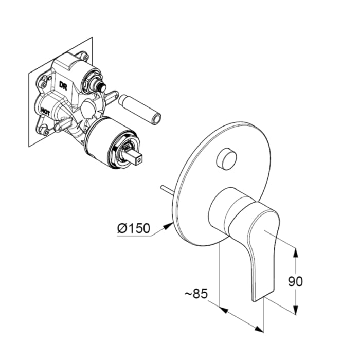 Kludi ZENTA SL Unterputz Wannenfüll- und Brause-Einhandmischer