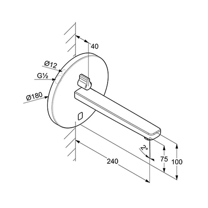 Kludi ZENTA SL elektrische Unterputz-Waschtischarmatur 24 cm, ohne Ablaufgarnitur