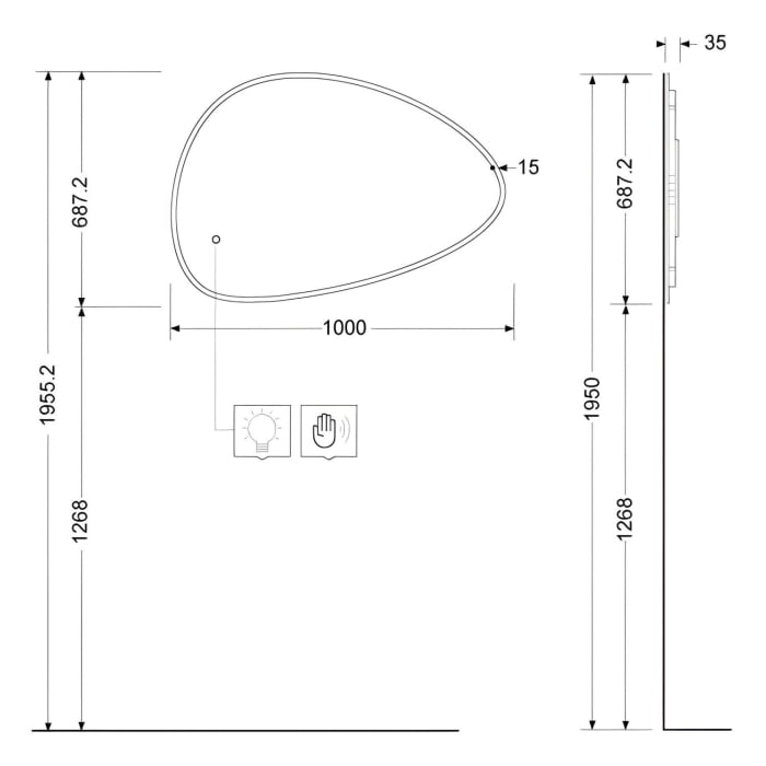 Kludi LUMA LED-Lichtspiegel 100 x 68,7 cm