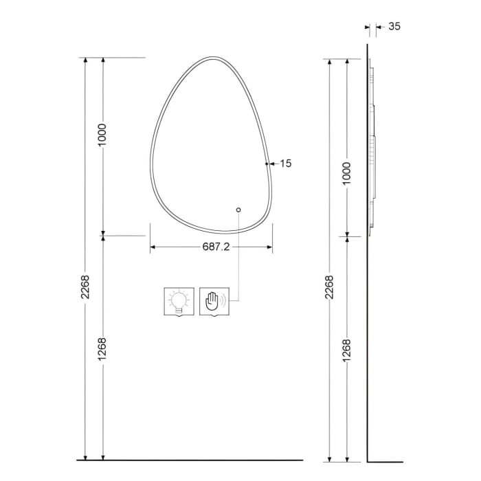 Kludi LUMA LED-Lichtspiegel 68,7 x 100 cm