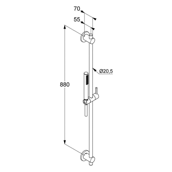 Kludi NOVA FONTE Puristic Brausegarnitur mit Handbrause 1S und Wandstange 90 cm