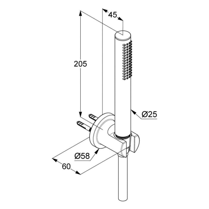Kludi NOVA FONTE Puristic Brausegarnitur mit Handbrause 1S und Wandhalter