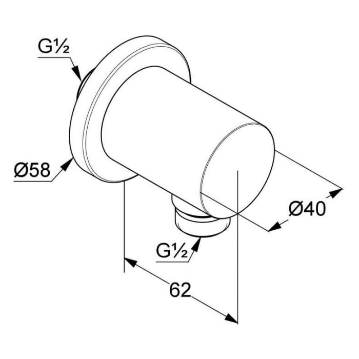 Kludi NOVA FONTE Puristic Schlauchanschlussbogen, eigensicher