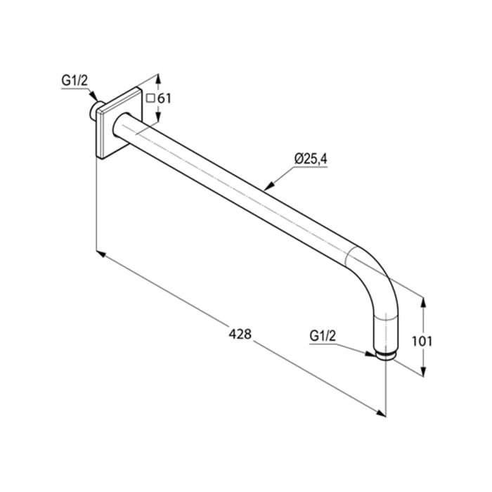 Kludi A-QA Wand-Brausearm rund 40 cm, eckige Wandrosette