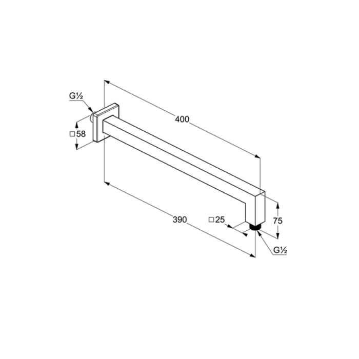 Kludi A-QA Wand-Brausearm eckig 40 cm, eckige Wandrosette