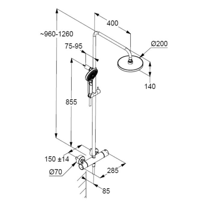 Kludi DIVE Thermostat Dual Shower System xDive 3S