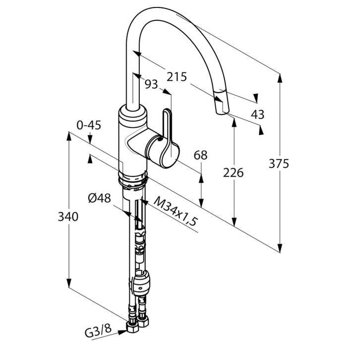 Kludi BINGO STAR Spültisch-Einhandmischer mit herausziehbarem Auslauf