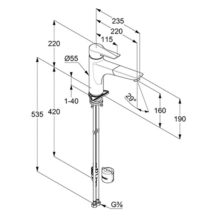Kludi MIX Spültisch-Multi-Einhandmischer mit Auszugsauslauf, geschlossener Hebel